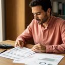 Andreo Madolell, planificador financiero, revisando una hoja de gastos domésticos